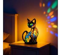 Tioheam Lampe Veilleuse Animaux,Lampe de Table Chat Lumière Nuit | Sculpture Résine Décor Maison Énigme Étagère Intérieur Chambre Table Chevet | Intérieur Chambre de Chevet Salon Étagère