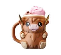 Tioheam Porte-Pinte de Crème Glacée, Housse Isotherme Vache Highland Pour Pots à Glace, Tasse Anti-Fuites Décoration Maison pour Dessert Été Extérieur Camping Vacances