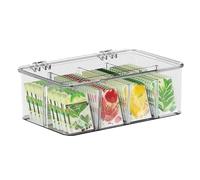 Tioheam Porte-Thé - Avec Séparateurs Amovibles Et Couvercle - Organisateur De Boîte À Thé En Acrylique Pour Sachets De Boisson | Pour Armoire De Cuisine Plan De Travail Salon Bureau Bar Café Sucre En