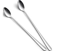 tiokin Lot de 2 cuillères à latte macchiato - 22,3 cm - Cuillère longue - Cuillère à cocktail, cuillère à dessert, cuillère à glace, cuillère pour café glacé - Acier inoxydable - Passe au