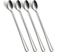 tiokin Lot de 4 cuillères à latte macchiato - 22,3 cm - Cuillères longues - Cuillères à cocktail, cuillères à dessert, cuillères à glace, cuillères pour café glacé - En acier inoxydable - Passe au