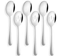 tiokin Lot de 6 cuillères à salade ajourées en acier inoxydable de 22.1cm - Écumoire de performance avancée - Grand ensemble de service pour buffet, fête, banquet, cuisine