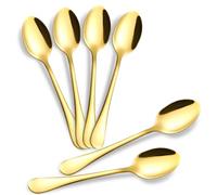 tiokin Lot de 6 petites cuillères à café dorées en acier inoxydable de 12 cm pour café, dessert, thé, apéritif, passe au lave-vaisselle