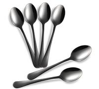 tiokin Lot de 6 petites cuillères à café en acier inoxydable de 12 cm pour café, dessert, thé, apéritif, passe au lave-vaisselle (noir)