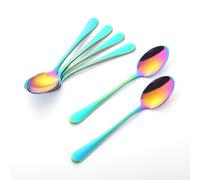 tiokin Lot de 6 petites cuillères à café en acier inoxydable de 12 cm pour café, dessert, thé, apéritif, passe au lave-vaisselle (arc-en-ciel)