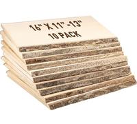 Tioncy Lot de 10 grandes planches en bois de peuplier rustique de 40,6 x 28,9 à 33 cm - Dalle en bois naturel à bord vivant - Artisanat creux en bois brut pour brûler des mariages, centres de table