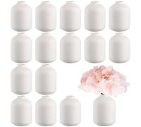 Tioncy Lot de 15 vases à bourgeons bohèmes Blancs en céramique pour Fleurs sèches, Plantes, Maison, Mariage, Table, Moderne, Chambre, Minimaliste, bibliothèque, étagère, centres de Table