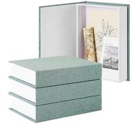 Tioncy Lot de 3 boîtes à livres décoratives modernes - Faux livres en lin pour bibliothèque et table basse - Bricolage (vert, 21 x 15 x 4 cm)
