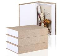 Tioncy, lot de 3 boîtes de rangement en toile neutre, décoratives, imitations de rangement, décoration moderne de style campagne pour table, cartes, photos, souvenirs (21,8 x 15,5 x 4,6 cm, kaki)