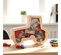 Tioncy Tirelire camion en bois de 27,9 cm avec tournevis - Lettre rouge - Pour cadeau d'anniversaire et décoration de bureau à domicile