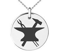 Tioneer Acier Inoxydable Héphaïstos Dieu Grec du Forgeron et du Feu Collier avec Pendentif Petit Cercle médaillon