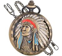 Tiong Ancient American Collectable Collectible Indian Pocket Watch Antique With Chain Persons of Native Heritage Gifts Pathers Days