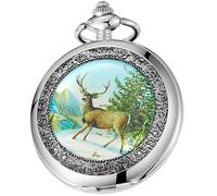Tiong Montre à gousset mécanique antique avec chaîne steampunk squelette chiffres romains montres de poche pour homme Pendentif Meilleur cadeau et boîte cadeau, 04 - Argenté, Classique