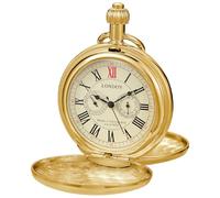 Tiong Montre à gousset mécanique vintage en acier inoxydable argenté et doré pour homme avec chaîne, 45-or, Rétro