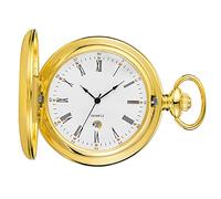 Tiong Montre à Gousset Vintage avec chaîne et Chiffres Romains - Affichage à Quartz Unique avec Calendrier - Cadeau d'anniversaire