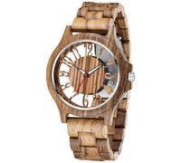 Tiong Montre à quartz analogique en bois de bambou pour homme - Fabriquée à la main, Fbm-qw1237-braun