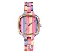 Tiong Montre à Quartz analogique en Bois Naturel pour Femme - Bracelet en Bois réglable - Montre légère en Bois