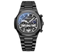 Tiong Montre à Quartz pour Homme avec octogone carré étanche et Lumineux en Acier Inoxydable