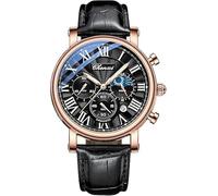 Tiong Montre analogique multifonction classique pour homme, horloge lumineuse, phase lunaire et ciel étoilé, Moon Phase-06