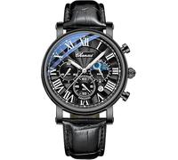 Tiong Montre analogique multifonction classique pour homme, horloge lumineuse, phase lunaire et ciel étoilé, Moon Phase-05