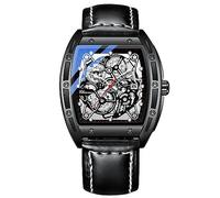 Tiong Montre d'affaires pour Homme - Design octogonal carré - Montre à Quartz Lumineuse étanche pour Homme - Date en Acier Inoxydable