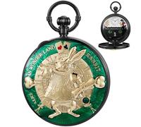 Tiong Montre de poche à musique avec chaîne - Boîte à musique - Cadeau d'anniversaire ou de remise de diplôme pour homme et femme, 45-noir vert, Rétro