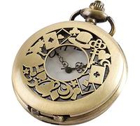 Tiong Montre de poche à quartz pour femme avec chiffres arabes/romains avec collier et pendentif, 09-bronze, Classique