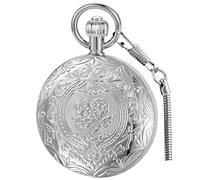 Tiong Montre de poche en bois, mécanique, Steampunk, élégante, en cuivre, avec cadran ouvert, pour homme, avec boîte à chaîne, idée cadeau, Rétro