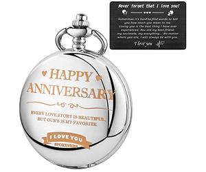 Tiong Montre de poche gravée pour mari, petit ami, cadeau de Saint-Valentin