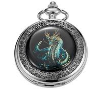 Tiong Montre de Poche mécanique à Motif de Dragon rétro avec Chiffres Romains pour Homme avec chaîne Cadeau