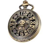 Tiong Montre de Poche mécanique Vintage avec chaîne Tête de Mort Chiffres Arabes Échelle Steampunk Homme