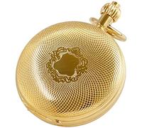 Tiong Montre de poche mécanique vintage Tourbillon unique Phase de lune Chiffres romains Échelle Double Hunter Montres de poche et coffret cadeau, 28-dh-or, Classique