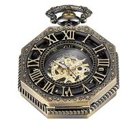 Tiong Montre de Poche Squelette octogonale irrégulière pour Homme, Montre de Poche mécanique Antique, Cadran à Chiffres Romains avec chaîne pour Homme.., Mpw102-uk