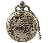 Tiong Montre de poche vintage à quartz bronze/argenté/doré/noir pour homme avec chiffres arabes et cadran blanc avec chaîne, 62-bronze, Rétro