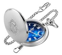 Tiong Montre de poche vintage avec chaîne, montre de poche à quartz classique pour homme, Argenté.