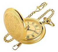 Tiong Montre de poche vintage avec chaîne, montre de poche à quartz classique pour homme, Ch-gold
