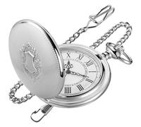 Tiong Montre de poche vintage avec chaîne, montre de poche à quartz classique pour homme, Gm-argent