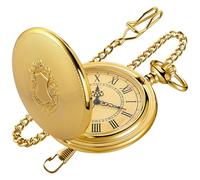 Tiong Montre de poche vintage avec chaîne, montre de poche à quartz classique pour homme, Gm-or