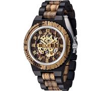 Tiong Montre de Sport Mécanique Bois Cadran Numérique Creux Bracelet en Bois avec Aiguilles Lumineux Montre Mécanique Homme