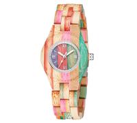 Tiong Montre en bois pour femme - Colorée - Montre analogique à quartz - Réglable - En bois - Légère, Wq1109 - Multicolore, Rétro