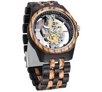 Tiong Montre en bois pour homme - Fabriquée à la main - Multicolore - Montre analogique à quartz, Wq1243-braun, Rétro