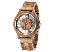 Tiong Montre en Bois pour Hommes Bois Bambou Inversé Géométrique Montres Hommes Analogique Quartz Montre pour Hommes Montres en Bois Fait à la Main Wq1237-Marron, Rétro, Wq1237-marron, Rétro