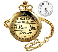 Tiong Montre gousset à quartz gravée avec inscription « My Son I Love You Forever » - Noir, BS-new12, Tendance