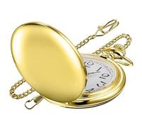 Tiong Montre gousset classique à quartz lisse vintage avec chaîne courte pour homme et femme pour anniversaire, anniversaire de mariage, Noël, fête des pères, doré, Antique