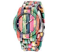 Tiong Montres pour Hommes avec Montre en Bois De Bambou Colorée à la Main Montre en Bois à Quartz Analogique pour Hommes Unisexe (Q1057)…