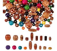 Tiopeia Lot de 800 perles en bois multicolores de différentes formes et motifs Perles Boules pour DIY Bijoux Arts Craft Collier Bracelets