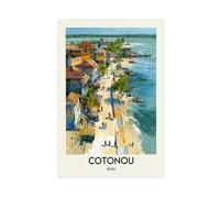 TIOQFJD Poster rétro Cotonou Benin sur toile pour décoration murale de salon, chambre à coucher (50 x 75 cm)
