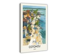 TIOQFJD Poster rétro Cotonou Benin sur toile pour décoration murale de salon, chambre à coucher (60 x 90 cm)