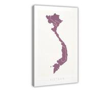 TIOQFJD Poster sur toile avec carte nationale du Vietnam - Décoration pour chambre à coucher, bureau, chambre - Cadeau 40 x 60 cm