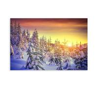 TIOQFJD Poster sur toile motif forêt hivernale coucher de soleil pour chambre à coucher, bureau, chambre, cadeau 40 x 60 cm